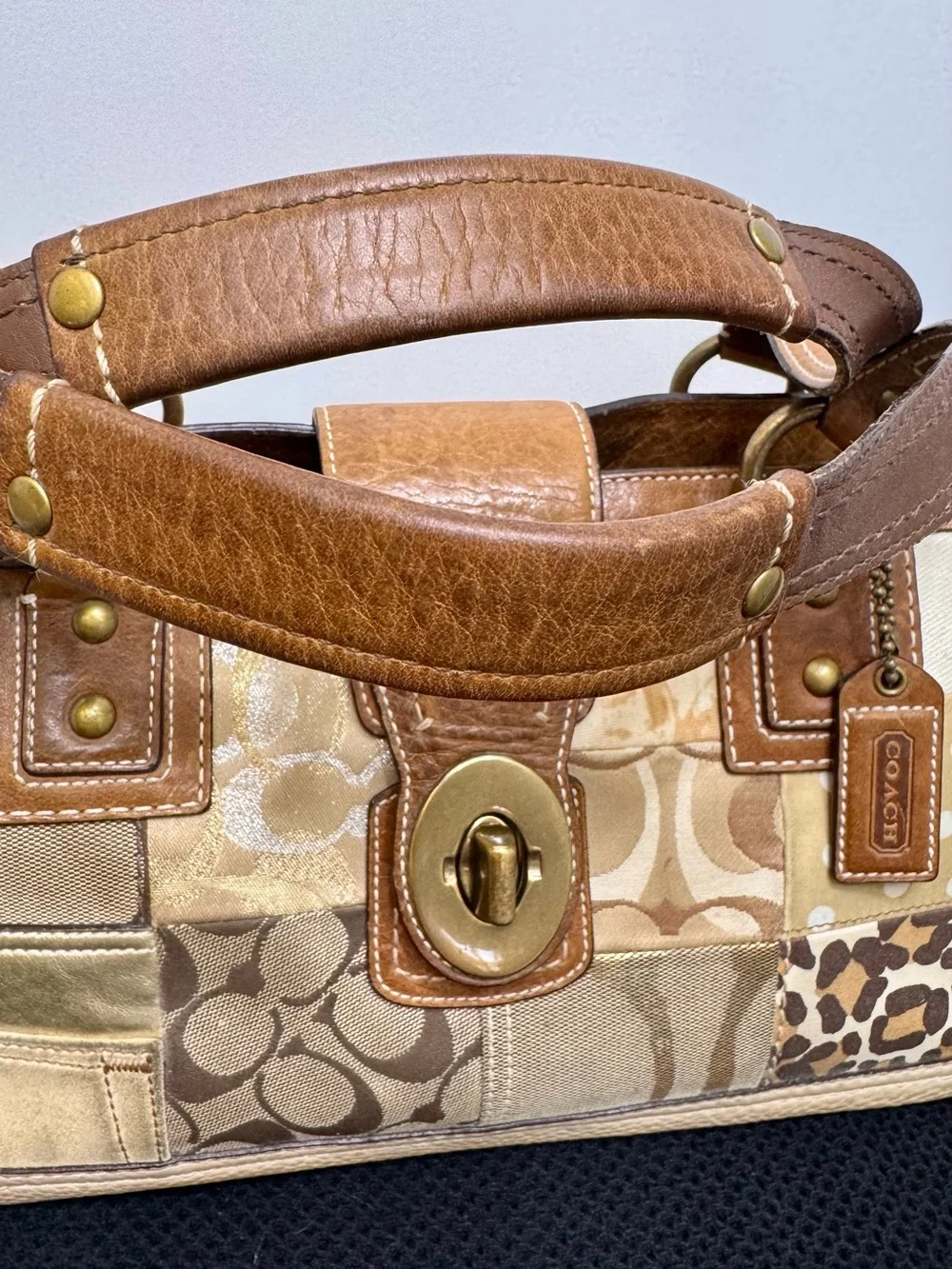 Authentic Coach Patchwork Tote Bag Signature Turnlock Handbag 10816 Vintage